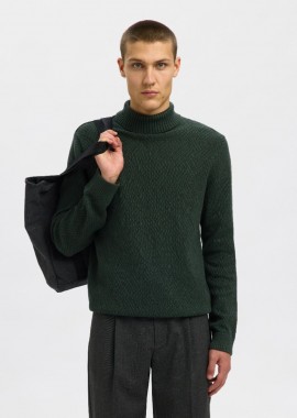 Selected - Selected Trevor Mακρυμάνικο Knit Roll Neck 16098329 Σκούρο Πράσινο