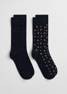 Gant - Gant Ανδρικές Κάλτσες Σετ 2 Τεμαχίων Σε Κουτί Δώρου 9960360 Σκούρο Μπλέ