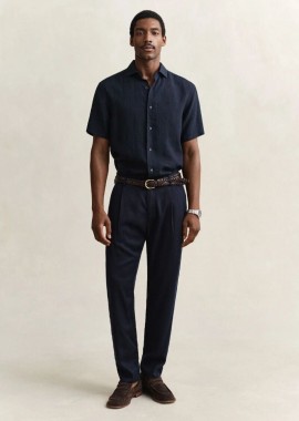 Gant - Gant Ανδρικό Παντελόνι Regular Fit Lyocel 1505404 Σκούρο Μπλέ