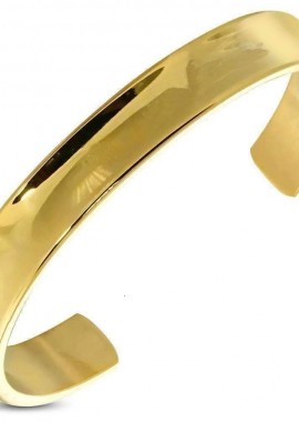 JT - AD Ατσάλινο χρυσό βραχιόλι χειροπέδα πλατύ ανοιχτό