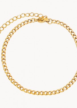 JT - Jt Ατσάλινο χρυσό unisex βραχιόλι αλυσίδα cuban λεπτή 3.7mm Ανδρικό