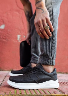 Knack - Ανδρικά ασπρόμαυρα Casual Sneakers δίσολα 7072020B