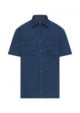 CAMEL ACTIVE - ΑΝΔΡΙΚΟ ΠΟΥΚΑΜΙΣΟ CAMEL ACTIVE LIGHT DENIM ΚΟΝΤΟΜΑΝΙΚΟ ΜΕ ΤΣΕΠΕΣ ΜΠΛΕ