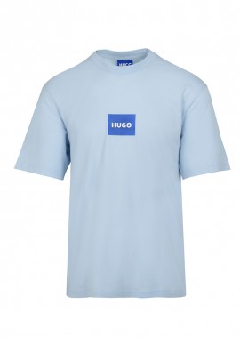HUGO - ΑΝΔΡΙΚΟ T-SHIRT HUGO NAYONIX ΚΟΝΤΟΜΑΝΙΚΟ ΜΠΛΕ