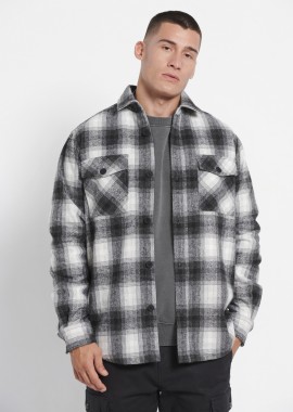 FUNKY BUDDHA - Oversized καρό flannel overshirt πουκάμισο