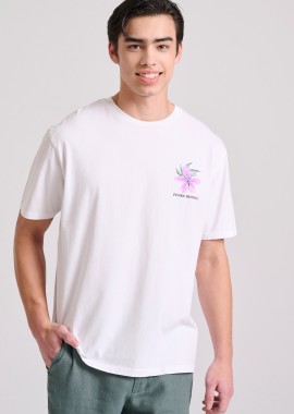 FUNKY BUDDHA - Relaxed fit t-shirt με floral frame τύπωμα