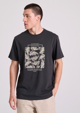FUNKY BUDDHA - T-shirt με botanic frame τύπωμα