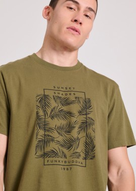 FUNKY BUDDHA - T-shirt με botanic frame τύπωμα