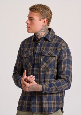 FUNKY BUDDHA - Overshirt flannel καρό πουκάμισο με τσέπες