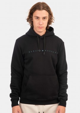 REBASE - REBASE BRUSHED FLEECE HOODIE ΜΑΥΡΟ