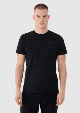 4F - 4F MEN'S REGULAR PLAIN T-SHIRT ΜΑΥΡΟ