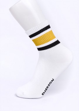EMERSON - EMERSON UNISEX TRI-STRIPE CREW SOCKS ΑΣΠΡΟ