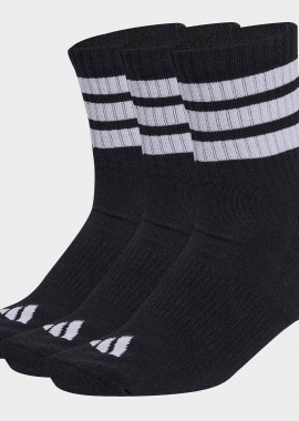 ADIDAS PERFORMANCE - ADIDAS 3-STRIPES CUSHIONED MID CUT SOCKS 3 PAIR PACK ΜΑΥΡΟ