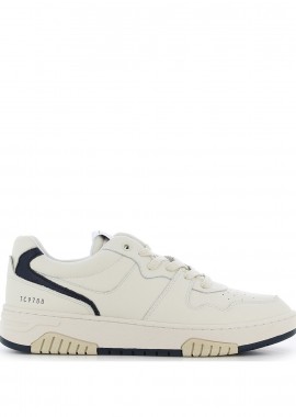 SJ - Ανδρικό δερμάτινο λευκό sneaker