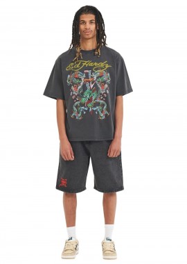 ED HARDY - Ed Hardy Battle Of The Dragons Ανδρικό T-Shirt - Γκρι-ED3925-GREY