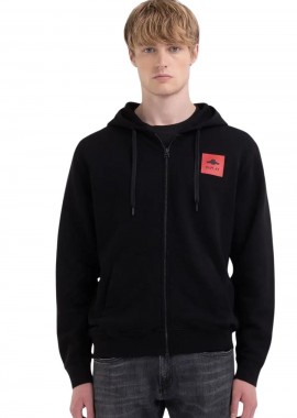 REPLAY - REPLAY hoodie M6777 .000.23650P - ΜΑΥΡΟ-M6777 .000.23650P-BLACK