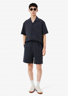 LACOSTE - Lacoste ανδρική βερμούδα με ψιλό ριγέ σχέδιο και ελαστική μέση Relaxed Fit - GH1977 Ανθρακί