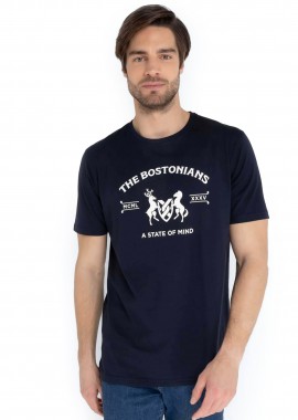 THE BOSTONIANS - The Bostonians ανδρικό T-shirt με graphic logo print Regular Fit - TS1286N Μπλε Σκούρο