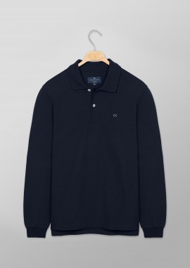 OXFORD COMPANY - Oxford Company ανδρική μπλούζα πόλο πικέ μονόχρωμη με κεντημένο λογότυπο Regular Fit - P217-PU50.17 Μπλε Σκούρο