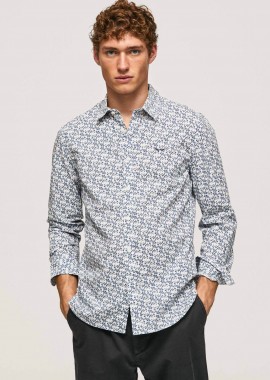 PEPE JEANS - Pepe Jeans ανδρικό πουκάμισο με floral pattern και κεντημένο λογότυπο Slim Fit - PM307783 Λευκό