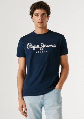 PEPE JEANS - Pepe Jeans ανδρικό T-shirt μονόχρωμο με logo print