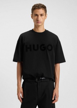 HUGO - Hugo Boss ανδρικό T-shirt μονόχρωμο με λογότυπο - 50525765 Μαύρο