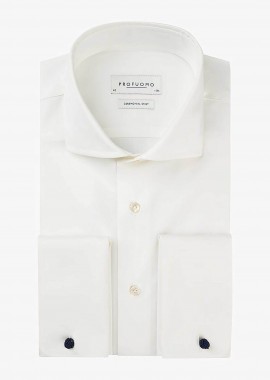 PROFUOMO - Profuomo ανδρικό επίσημο πουκάμισο για μανικετόκουμπα Slim Fit - PP0H0C002 Λευκό