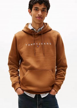 TOMMY JEANS - Tommy Jeans ανδρική μπλούζα φούτερ με logo print Regular Fit - DM0DM20746 Καφέ