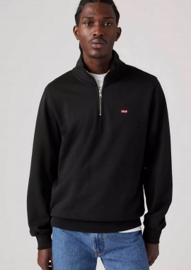 LEVI'S - Levi's® ανδρικό μονόχρωμο πουλόβερ fleece με λογότυπο Standard Fit - A86060000 Μαύρο