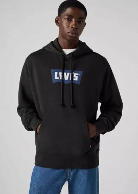 LEVI'S - Levi's® ανδρική μπλούζα φούτερ με κουκούλα και σταμπωτό λογότυπο Relaxed Fit - A73860019 Μαύρο