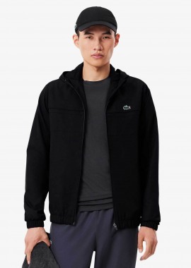 LACOSTE - Lacoste ανδρικό αδιάβροχο jacket με κουκούλα και λογότυπο Regular Fit - BH3466 Μαύρο