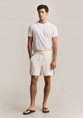 GANT - Gant ανδρική βερμούδα terry cloth με ελαστική μέση και contrast ρίγα στα πλαϊνά Regular Fit - 2069082 Εκρού