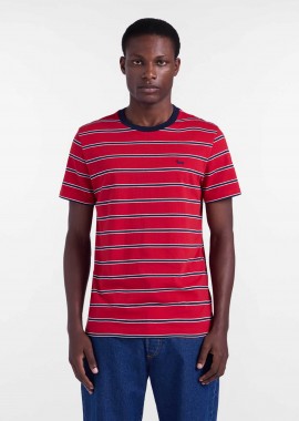 HARMONT & BLAINE - Harmont & Blaine ανδρικό T-shirt με ριγέ σχέδιο και κεντημένο λογότυπο Regular Fit - IRQ408021912 Κόκκινο
