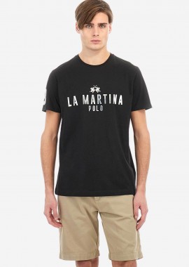 LA MARTINA - La Martina ανδρικό T-shirt με logo print Regular Fit - MAR322-JS206 Μαύρο