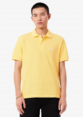 LACOSTE - Lacoste ανδρική μπλούζα πόλο πικέ με retro logo patch Classic Fit - PH0034-00 Κίτρινο Ανοιχτό