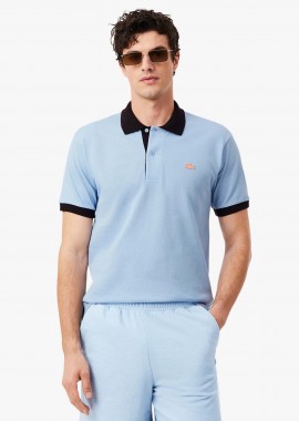 LACOSTE - Lacoste ανδρική μπλούζα πόλο πικέ με λογότυπο και contrast trims Classic Fit - PH2017 Μπλε Ανοιχτό