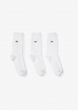 LACOSTE - Lacoste σετ unisex μακριές κάλτσες με κεντημένο λογότυπο (3 ζευγάρια) - RA8142 Λευκό