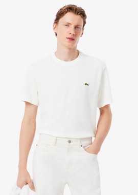 LACOSTE - Lacoste ανδρικό T-shirt πικέ με λινάρι και κεντημένο λογότυπο Classic Fit - TH0629 Λευκό