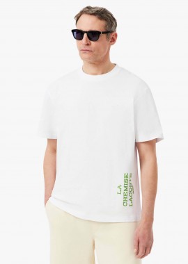 LACOSTE - Lacoste ανδρικό T-shirt με tennis print στο πίσω μέρος Relaxed Fit - TH1434 Λευκό