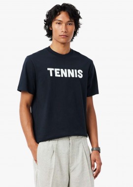 LACOSTE - Lacoste ανδρικό T-shirt με tennis print Classic Fit - TH1578 Μπλε Σκούρο