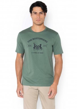 THE BOSTONIANS - The Bostonians ανδρικό T-shirt με graphic logo print Regular Fit - TS1286N Χακί