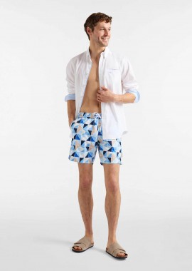 HARMONT & BLAINE - Harmont & Blaine ανδρικό μαγιό σορτς με geometrical print Regular Fit - YRQ113090280 Μπλε