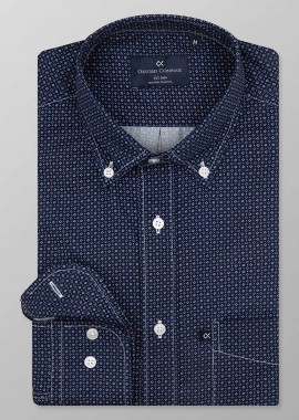 OXFORD COMPANY - Oxford Company ανδρικό sport πουκάμισο button down με all-over print Regular Fit - M163-BZ10.01 Σκούρο Μπλε