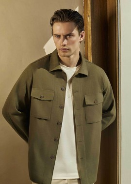OXFORD COMPANY - Oxford Company ανδρικό overshirt μονόχρωμο Regular Fit - B116-OZ21.03 Λαδί