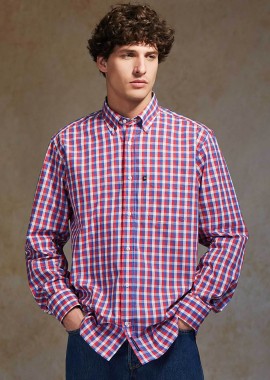 OXFORD COMPANY - Oxford Company ανδρικό sport πουκάμισο button down καρό Regular Fit - F132-BZ10.01 Κόκκινο