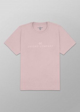 OXFORD COMPANY - Oxford Company ανδρικό T-shirt μονόχρωμο με κεντημένο λογότυπο Regular Fit - K501-MZ20.35 Ροζ