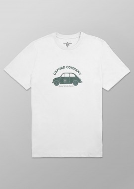 OXFORD COMPANY - Oxford Company ανδρικό T-shirt μονόχρωμο με λογότυπο και print Regular Fit - K505-MZ20.13 Λευκό