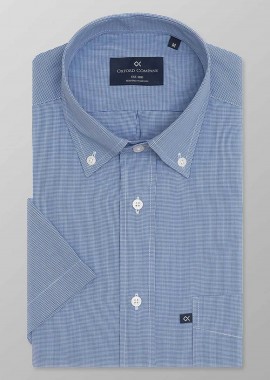 OXFORD COMPANY - Oxford Company ανδρικό sport πουκάμισο button down μονόχρωμο Regular Fit - M134-BZ30.01 Μπλε