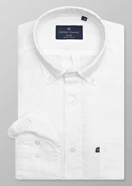 OXFORD COMPANY - Oxford Company ανδρικό sport πουκάμισο button down μονόχρωμο Regular Fit - L214-BZ10.01 Λευκό