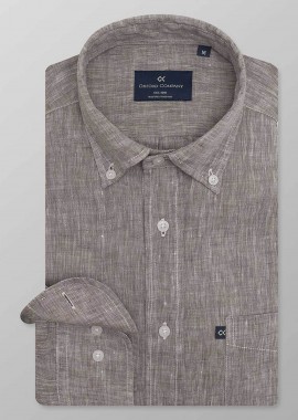 OXFORD COMPANY - Oxford Company ανδρικό sport πουκάμισο button down μονόχρωμο Regular Fit - L214-BZ10.06 Γκρι